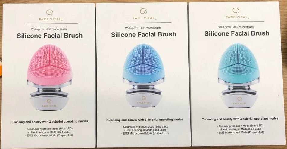 FACE VITAL EMS فرشاة وجه سيليكون بتيار صغير مع وظيفة الحرارة